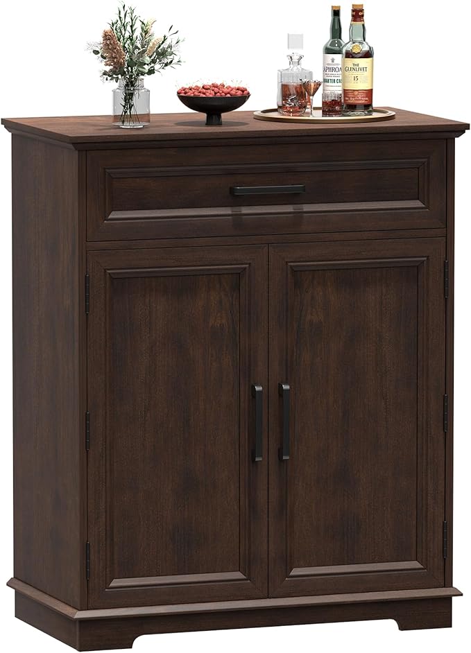 Kitchen Storage Cabinet with Drawer, Buffet Cabinet with Storable Door, Modern Floor Sideboard, for Living Room, Entryway,Cherry