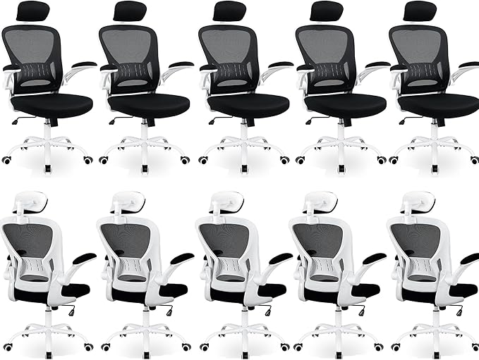 10 Pack Office Chair Ergonomic Desk Chair Comfort Adjustable Height with Wheels,Lumbar Support Mesh Swivel Computer Home Office Chair,Conference Room Chairs