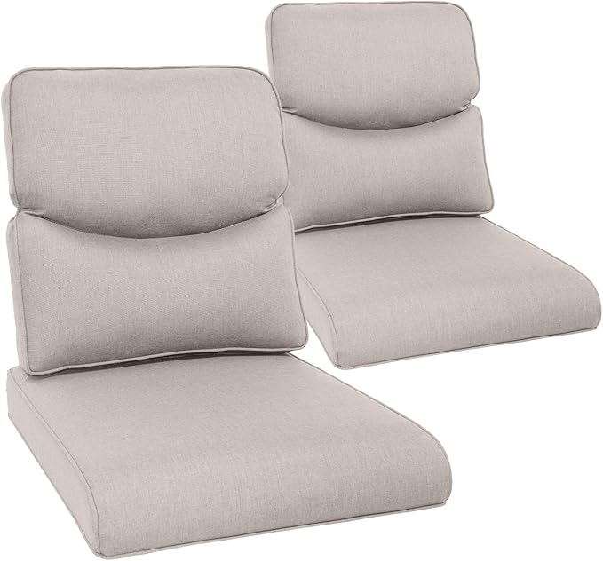 Outdoor Chair Cushion Set of 2, Waterproof Outdoor Seat Cushions 25x22, Patio Chair Cushions for Outdoor Furniture, Couch Cushion Replacement, Include 2 Back & 2 Seat Cushions, Smile/Beige