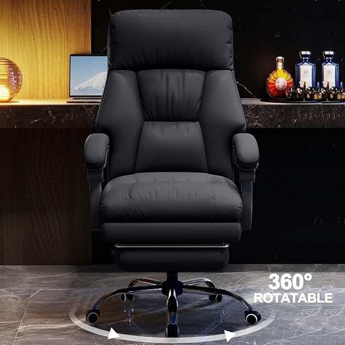 Office Chair with Leg Rest Executive Desk Chairs with Wheels High Back Computer Gaming Chairs Adjustable Reclining Ergonomic Work Chair for Home Office