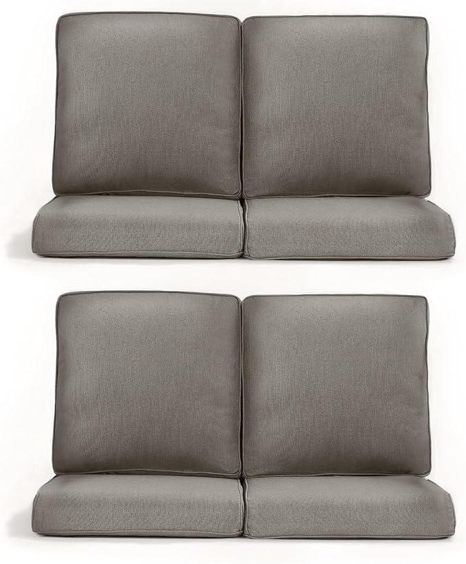 Patio Chair Cushions 4 Packs - Outside High Back Thick Water-Resistant Cushion 22x24 with Zipper Cover for Outdoor Glider Rocking Chairs Loveseat Couch – Grey/Regular