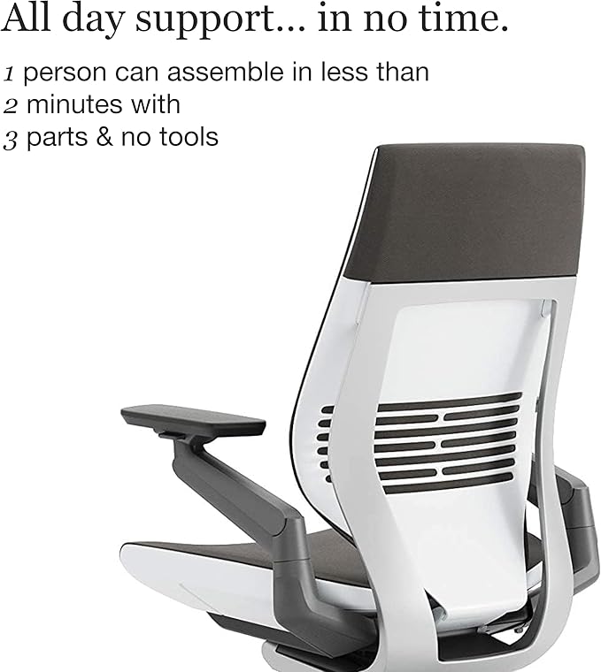 Steelcase Gesture Office Chair - Ergonomic Work Chair with Wheels for Carpet - Comfortable - Intuitive-to-Adjust for Desk - 360-Degree Arms - Graphite Gray Fabric