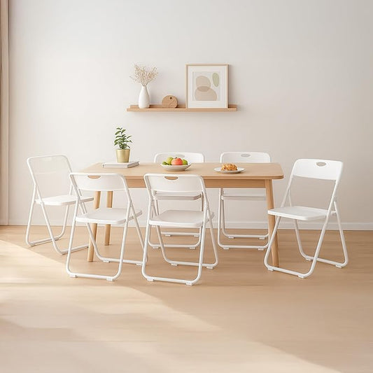 30 Pack White Plastic Folding Chairs, Indoor Outdoor Portable Stackable Commercial Seats with Steel Frame for Home Office Wedding Party Events Kitchen Dining, 350lb Capacity