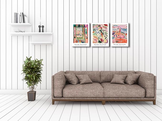 Wieco Art Canvas Wall Art 3 Piece Henri Mattise Art Abstract Colorful Matisse Posters Canvas Prints for Wall and Home Office Decorations