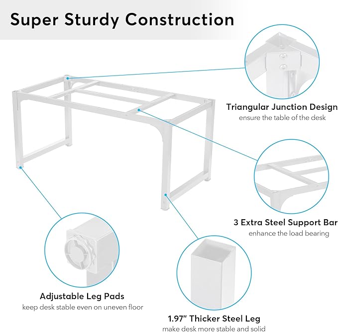 Tribesigns Modern Computer Desk, 78.7 x 39.4 inch X Large Executive Office Desk Computer Table Study Writing Desk Workstation for Home Office,White