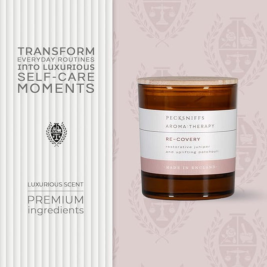 Pecksniff's Aromatherapy Re-Covery Candle - Uplifting Patchouli & Juniper Scent, 150g - Perfect for Relaxation & Well-Being