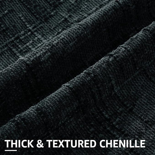 decorUhome Black Chenille Throw Pillow Covers 20x20 Set of 2 Thick Textured Slubby Couch Pillow Covers Farmhouse Accent Modern Neutral Decorative Pillow Cases for Bed Sofa Living Room