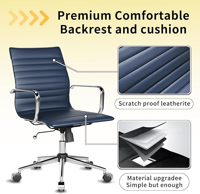 Chair, Desk Computer Chair ,with Armrests ,Ergonomic Office Chair for Home and Office, 17.32 x 22.83 x 35.43 inches, Multiple Colors (Navy)