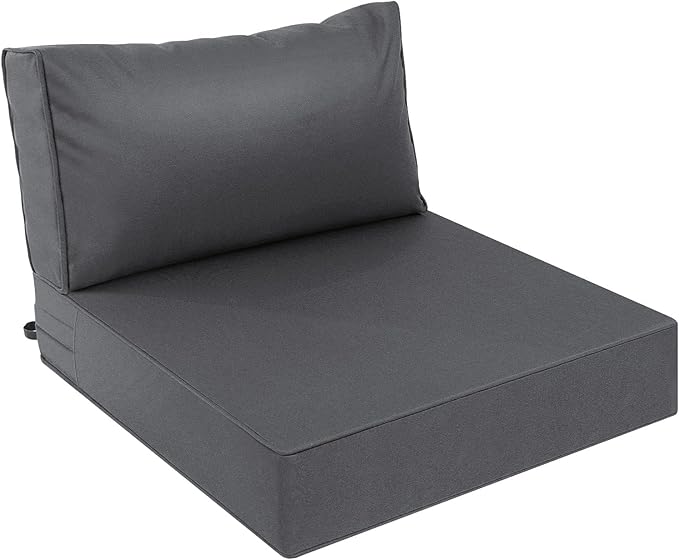 AAAAAcessories Outdoor Deep Seat Cushions, Waterproof, Fade-Resistant Patio Furniture Replacement Cushions, 25.5" x 25.5" x 5" + 25.5" x 13.5", Dark Gray
