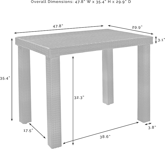 Crosley Furniture Palm Harbor 6-Person Rectangular Counter-Height Outdoor Bar Dining Table for Outside Patio, Brown