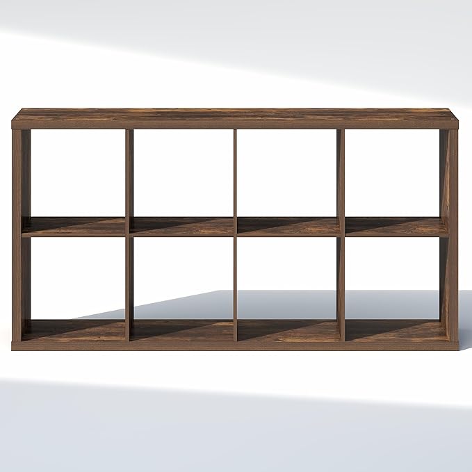 Furinno Cubic Closet Organizers and Storage, 8-Cube Closet Organizer, Open Shelf Closet Storage, Extra Thick Frame for Wardrobe, Bedroom, Living Room, Amber Pine