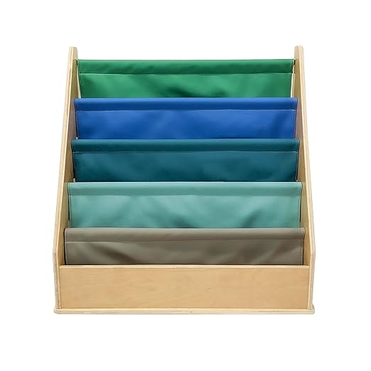 FDP Birch SoftScape Sling Book Display, 4-Shelf Vinyl Storage for Kid's Books and Magazines, Children's Furniture for Bedroom, Playroom, Daycare, Preschool or Classroom - Contemporary, 13745-CT