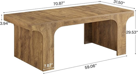 Tribesigns 70.9-Inch Executive Desk, Large Wooden Computer Office Desk, Modern Writing Table Business Workspace Home Office Furniture with Arched Design, Rustic Wood Grain