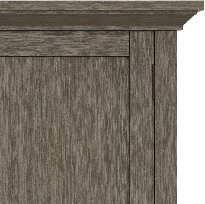 SIMPLIHOME Redmond SOLID WOOD 39 inch Wide Transitional Medium Storage Cabinet in Farmhouse Grey for the Living Room, Entryway and Family Room
