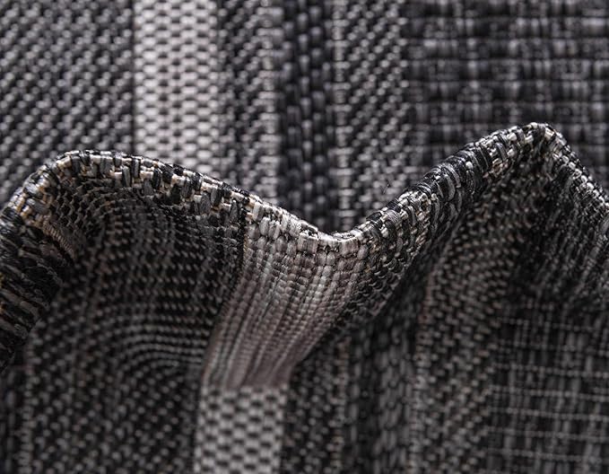 Unique Loom Outdoor Border Collection Area Rug - Soft Border (8' x 11' 4" Rectangle Black/Ivory)