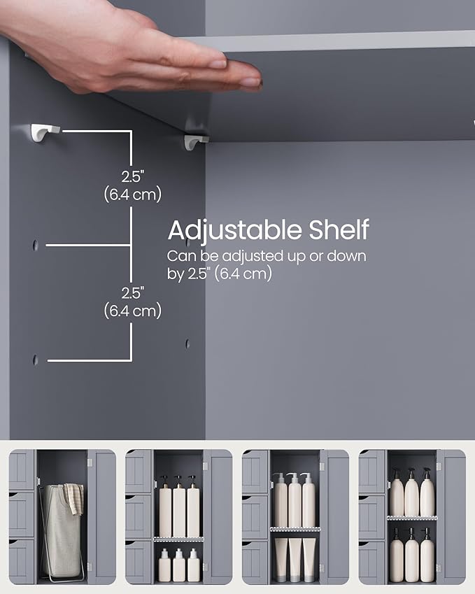 VASAGLE Floor Storage Cabinet, Freestanding Storage Unit with 3 Drawers, 1 Adjustable Shelf, for Bathroom Living Room Dining Kitchen, 11.8 x 23.6 x 31.5 Inches, Dove Gray UBBC049G02