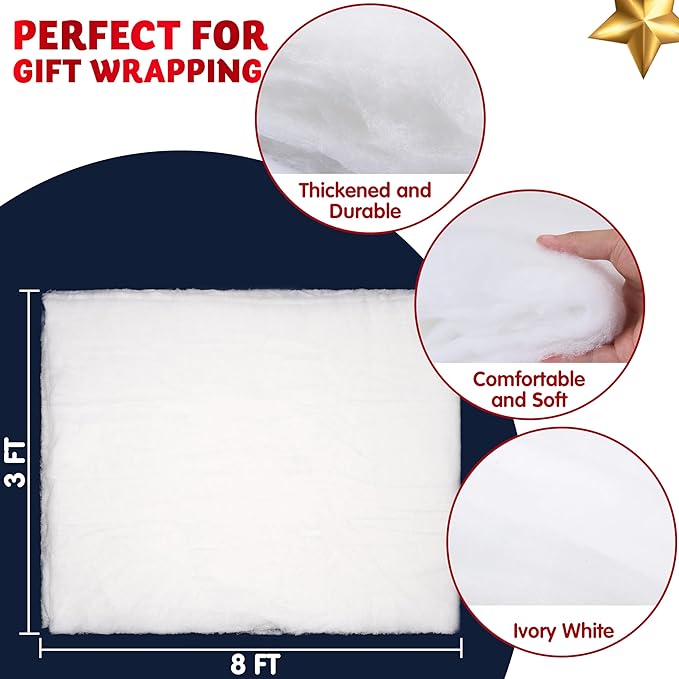 JOYIN Christmas Snow Blanket Roll (3x8 Ft,4 Pcs) for Christmas Decorations, Village Displays, Under The Xmas Tree-Thick White Soft and Fake Snow Cover for Holiday Decor and Winter Displays