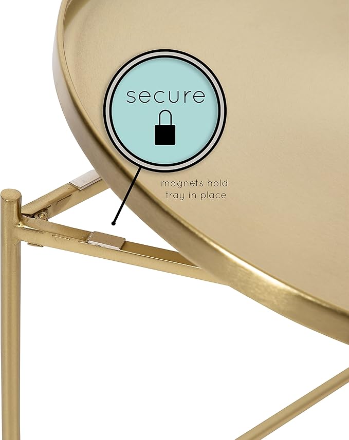 Kate and Laurel Ulani Modern Nesting Coffee Table; Set of 2; Walnut and Gold; 22.5 x 20.25; Decorative Sophisticated Mango Wood and Metal End Tables for Display and Storage