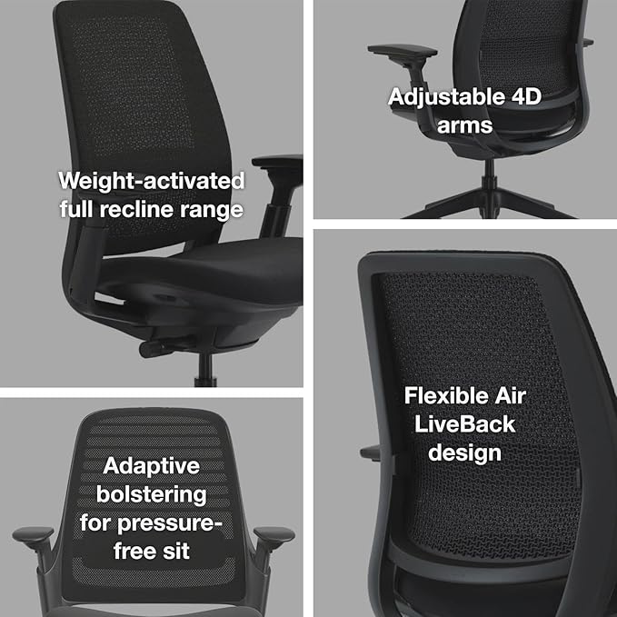 Steelcase Series 2 Office Chair - Ergonomic Work Chair with Wheels for Hard Flooring - with Back Support, Weight-Activated Adjustment & Arm Support - Adjustable Rolling Chairs for Desk - Graphite