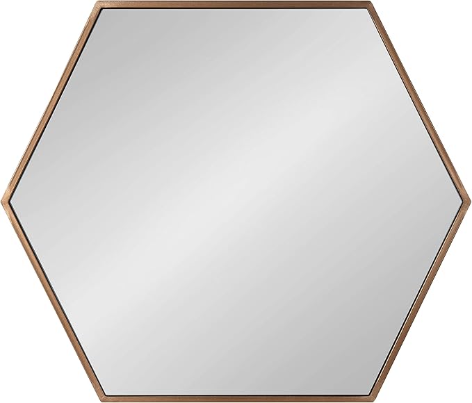 Kate and Laurel McNeer Modern Wall Mirror, 22 x 25, Bronze, Geometric Hexagon Mirror for Wall