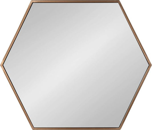Kate and Laurel McNeer Modern Wall Mirror, 22 x 25, Bronze, Geometric Hexagon Mirror for Wall