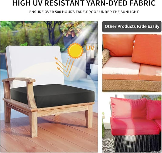 Easy-Going Waterproof Patio Cushion Covers ONLY Cover 22x20x4 inch 4 Pack Replacement Non-Slip Outdoor Seat Cushion Slipcover with Zipper. Black