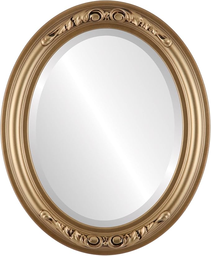 OVALCREST Oval Beveled Wall Mirror for Home Decor - Florence Style - Desert Gold - 28" x 24"