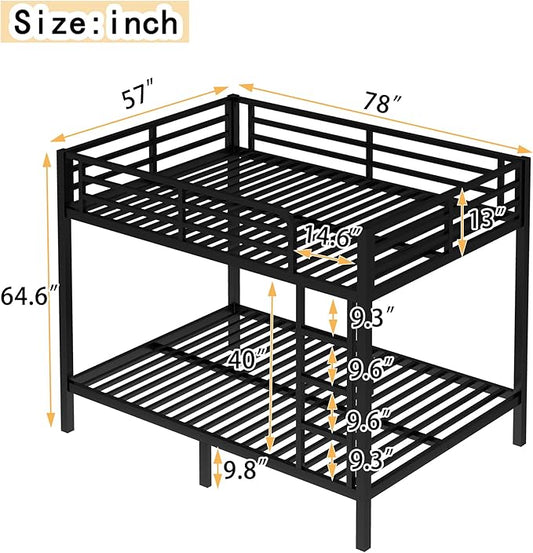 Bellemave Full Over Full Bunk Bed for Adults, Full Size Bunk Beds Frame with Build in Ladder, Black