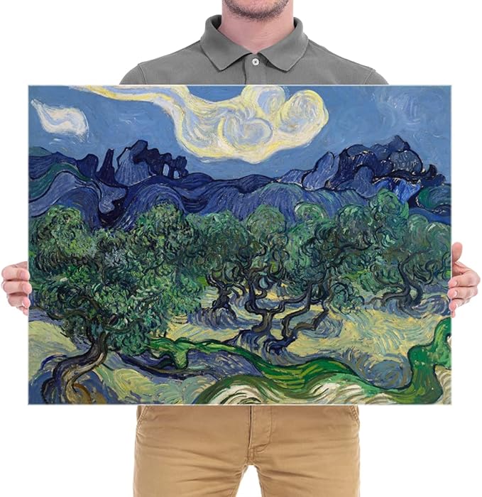 Wieco Art Canvas Prints Wall Art Olive Trees by Van Gogh Classic Abstract Oil Paintings Reproduction Artwork Gallery Wrapped Landscape Pictures for Living Room Bedroom Home Office Decor