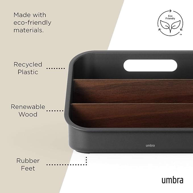 Umbra Bellwood Countertop Organizer, Black/Walnut