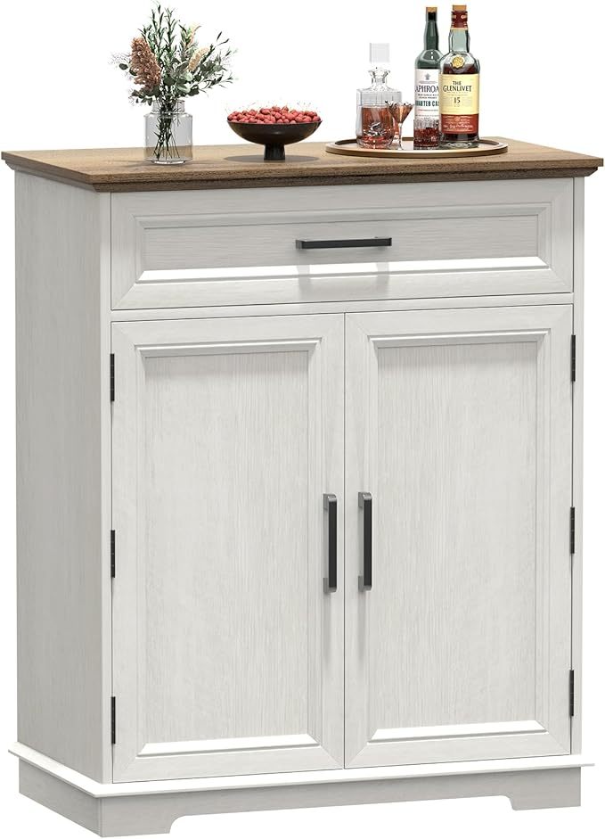 Kitchen Storage Cabinet with Drawer, Buffet Cabinet with Storable Door, Modern Floor Sideboard, White Freestanding for Living Room, Entryway