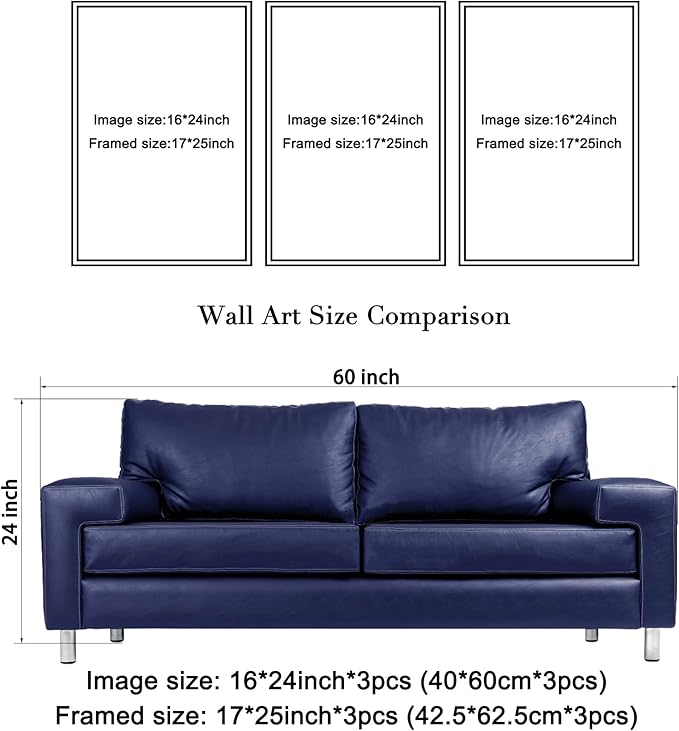 Wieco Art Black Framed Great Wave of Kanagawa Katsushika Hokusai 3 Piece Modern Canvas Prints Artwork Abstract Pictures Paintings on Canvas Wall Art for Home Office Decorations Wall Decor