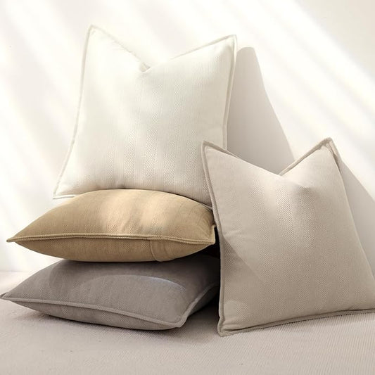 ZWJD Throw Pillow Covers 18x18 Set of 4 Chenille Pillow Covers with Elegant Design Soft and Luxurious Decorative Throw Pillows for Couch, Bed, and Home Decor
