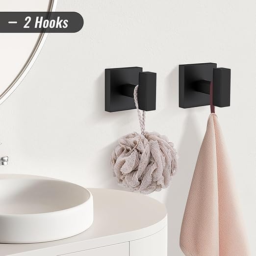 YACVCL Matte Black Towel Bar Set 10-Piece Bathroom Hardware Accessories Set,Black Bathroom Towel Holder Set 23.6 Inch Towel Bar Stainless Steel Wall Mounted Towel Rack Set
