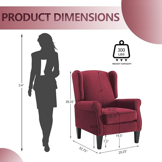 Accent Chair Set of 2, Modern Living Room Chairs with Wingback, Comfy Upholstered High Back Single Sofa for Bedroom, Mid-Century Reading Armchair Sillas para Sala