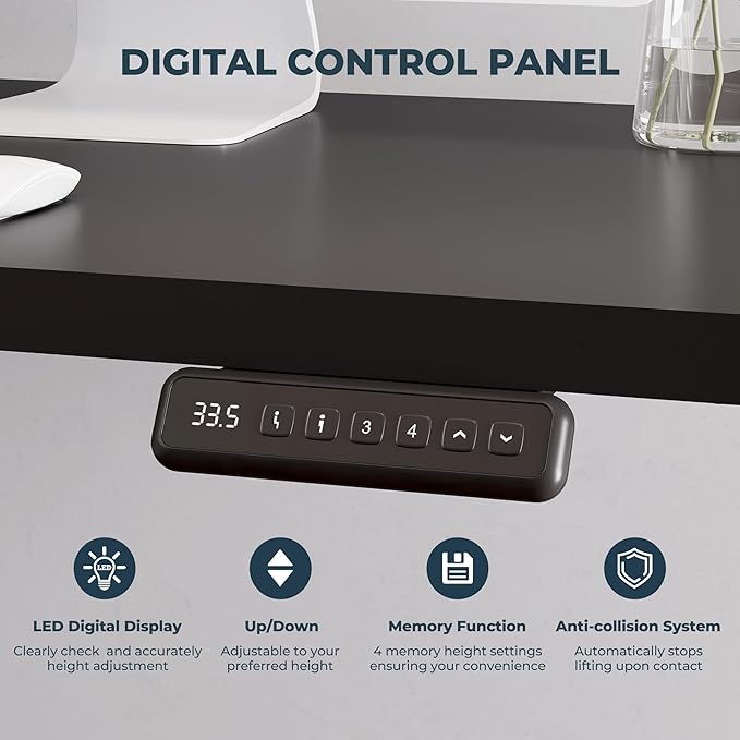 L-Shaped Standing Desk, 71 x 63 Inches Height Adjustable Desk with Storage, Sit and Stand up for Work Office Home, Ergonomic Rising Computer Table for Home Office with Splice Board, Black