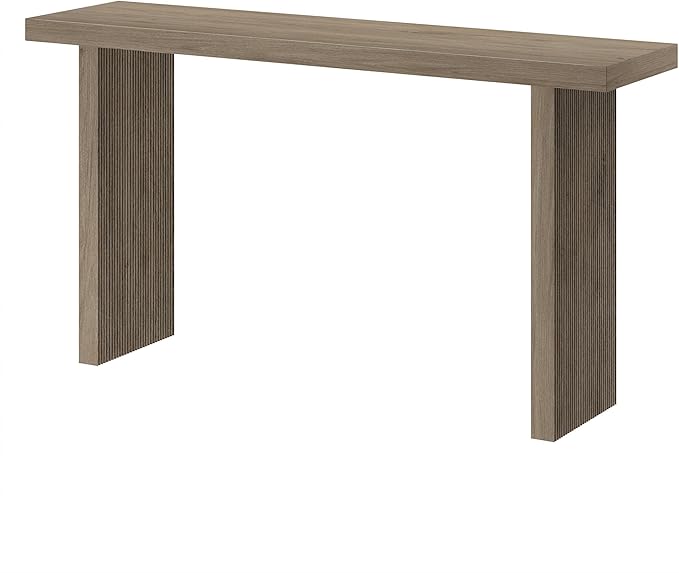 Henn&Hart 55'' Wooden Rectangular Fluted Console Table Entryway Table, Sofa Table for Entryway, Living Room, Couch, Hallway, or Office, Antiqued Gray Oak