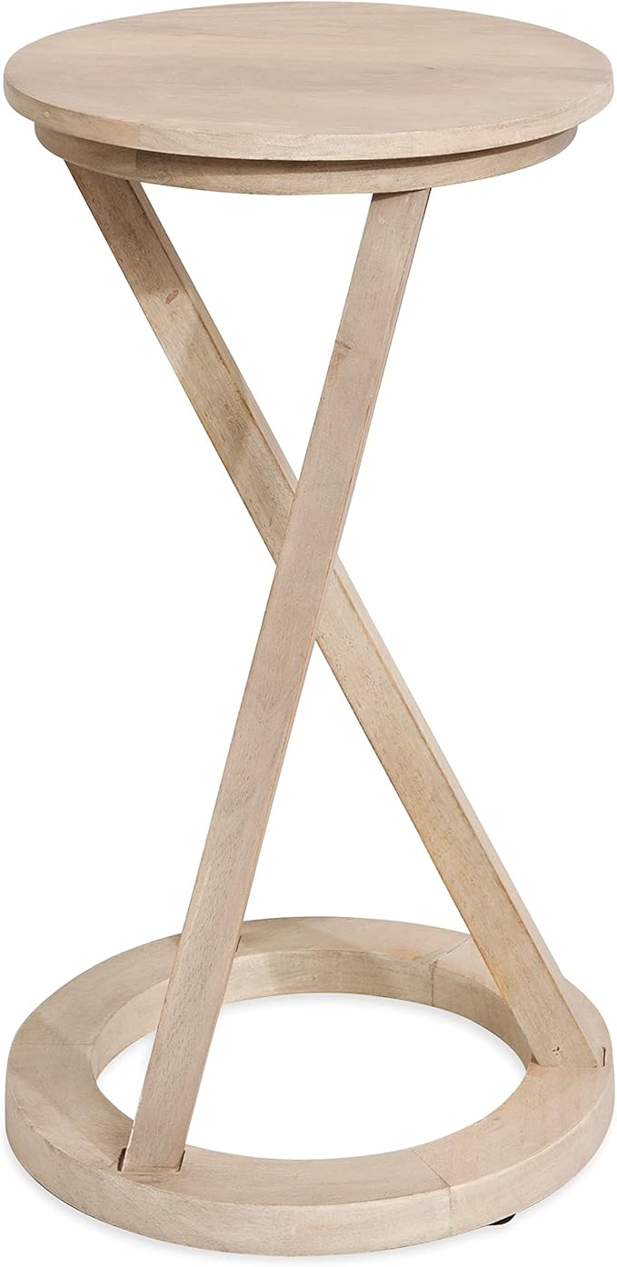 Kate and Laurel Aja Modern Round Side Table, 15 x 15 x 23, White, Decorative Modern Geometric Wood Bedroom Nightstand Table