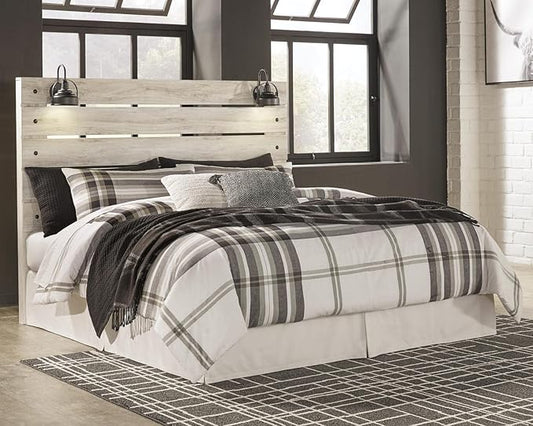 Signature Design by Ashley Cambeck Farmhouse Panel Headboard ONLY with USB Charging Stations, King, Whitewash
