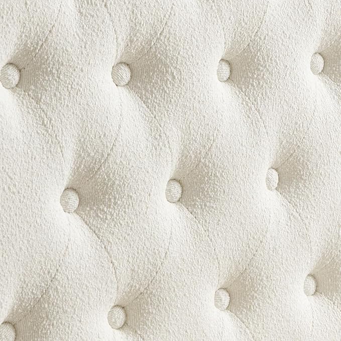 24KF Boucle Upholstered Tufted Button King Headboard and Comfortable Fashional Padded King/California King Size headboard,6025-K-Boucle-Ivory