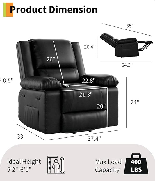 GarveeHome Power Lift Recliner Chair - Heat and Massage, PU Leather, Adjustable Back and Legs, Electric Lift Chair Designed for The Elderly and People with Mobility impaired