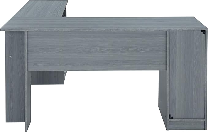 Techni Mobili Functional L-Shaped Computer Desk with storage, L is 59.5" wide x 59.5" Long, Grey