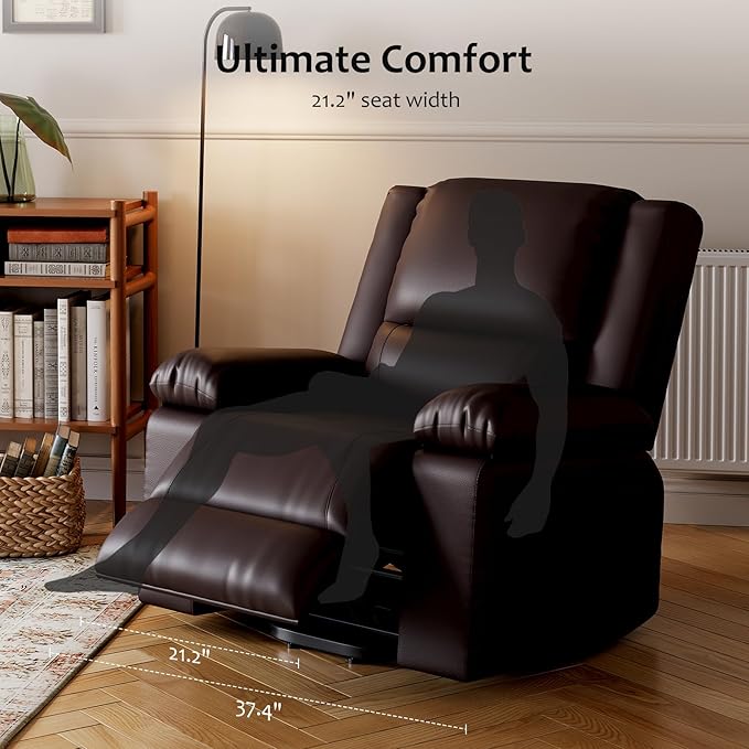PU Leather Electric Power Lift Chair, Recliner Massage Chair with Remote Control and Side Pocket for Elderly, Power Lift Recliner Sofa with Heat and Massage for Living Room, Bedroom, Brown