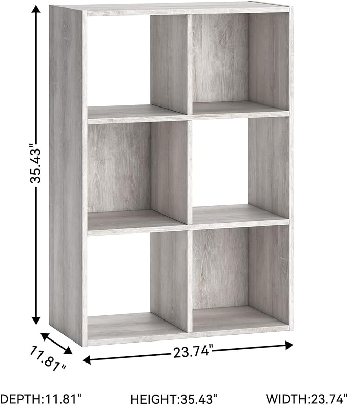 Signature Design by Ashley Paxberry Coastal 6 Cube Storage Organizer or Bookcase, Whitewash