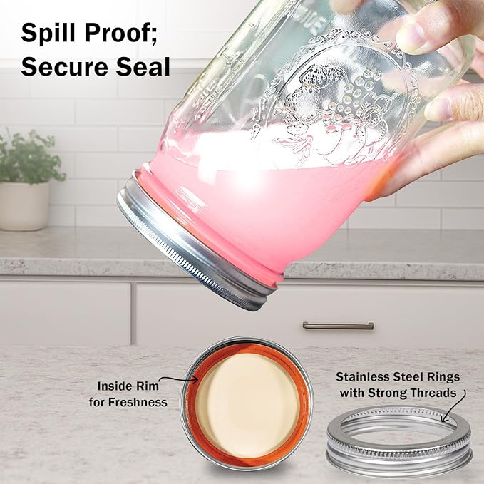 Ball Regular Mouth Mason Jars 32 oz. (4 Pack) - Quart Size Jars with Airtight Lids and Bands for Canning, Fermenting, Pickling, Meal Prep or DIY Decors and Projects Bundled with Peaknip Jar Opener