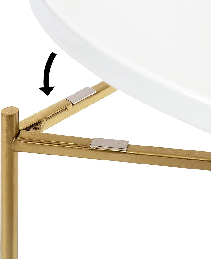 Kate and Laurel Ulani Modern Nesting Coffee Table, Set of 2, White and Gold, Glam Coffee Table Set for Storage and Display