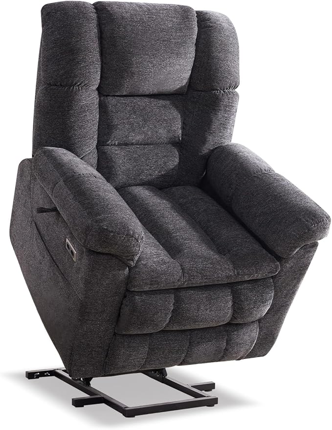 Triple Motor Power Lift Recliner Chair with Massage and Dual Heat for Elderly People, Zero Gravity Lay Flat Recliner Infinite Position, USB Ports(Grey)