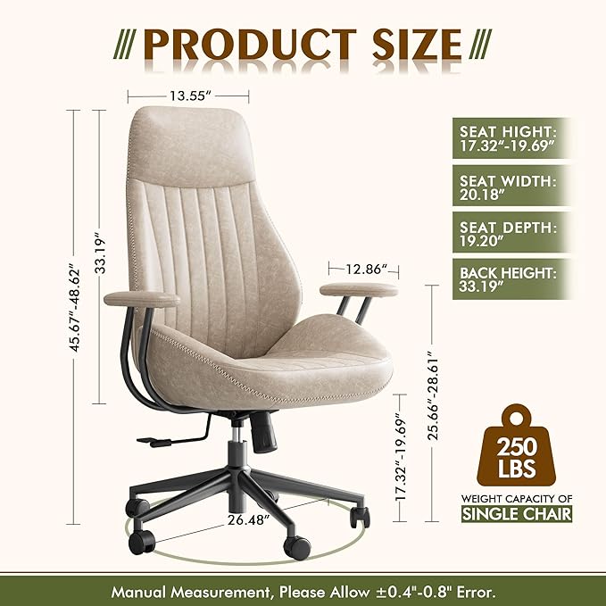 High Back Office Chair,Modern Swivel Office Chair,Brown Suede Fabric Gaming Chair,Height Adjustable Home Office Desk Chair with Lumbar Support