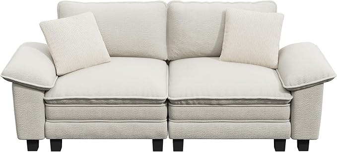 87" Cloud Modular Sectional Loveseat, 2-Seater w/Deep Seat & Removable Arms, Plush Chenille for Small Living Room & Apartment - Beige