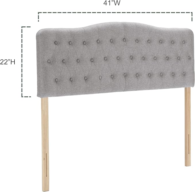 Upholstered Twin Headboard, Button Diamond Tufted Headboards with Adjustable Height and Solid Wood Leg, Linen Fabric Padded Headboard for Twin Size Bed, Mordern Head Board, Grey